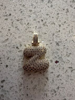 Gold-Tone Pavé Initial 'Z' Pendant Charm